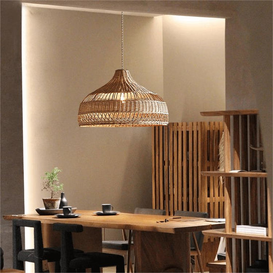 Lightsin Handwoven Rattan Woven Pendant Light Retro Country Lamp Fixture Lightsin UK D40cm In Stock 