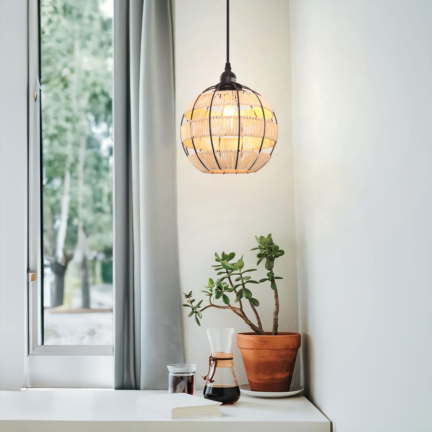 Lightsin Woven Sphere Pendant Light for Cozy Natural Elegance Lightsin UK 