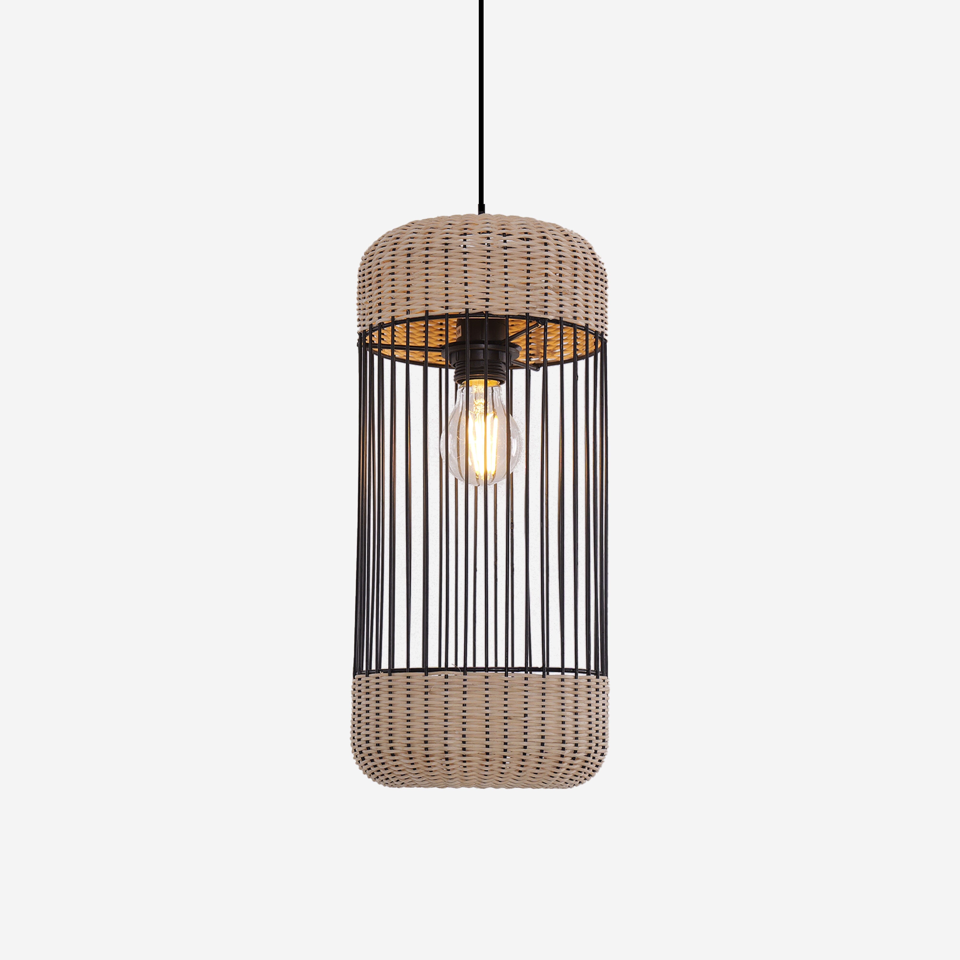 Lightsin Cylinder-Inspired Rattan Pendant Light for Warm Natural Elegance Lightsin UK 