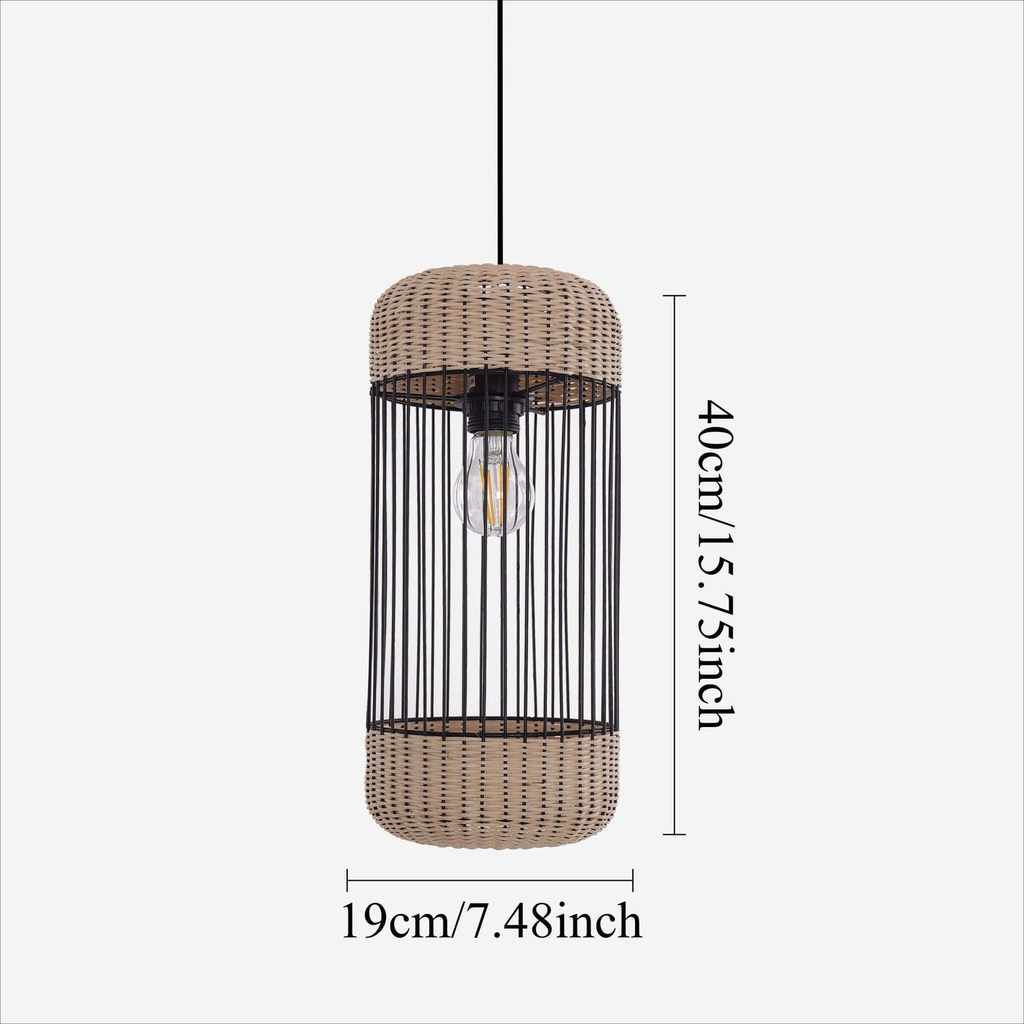Lightsin Cylinder-Inspired Rattan Pendant Light for Warm Natural Elegance Lightsin UK 