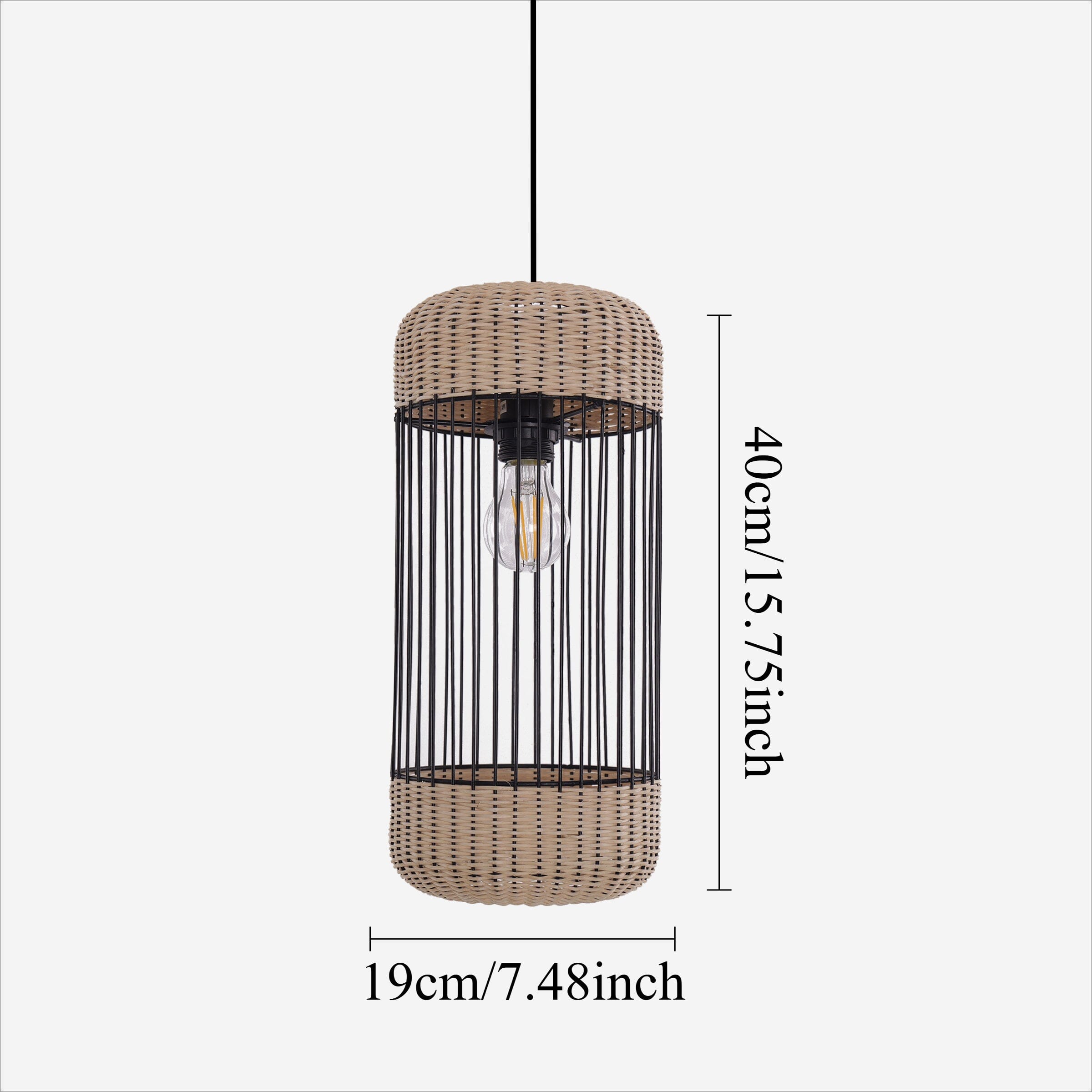 Lightsin Cylinder-Inspired Rattan Pendant Light for Warm Natural Elegance Lightsin UK 