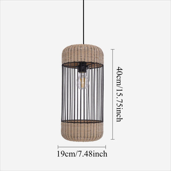Lightsin Cylinder-Inspired Rattan Pendant Light for Warm Natural Elegance Lightsin UK 