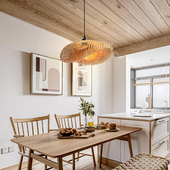 Lightsin Eco-Friendly Handmade Bamboo Pendant Light for Dining Room & Living Room Lightsin UK D60cm In Stock 