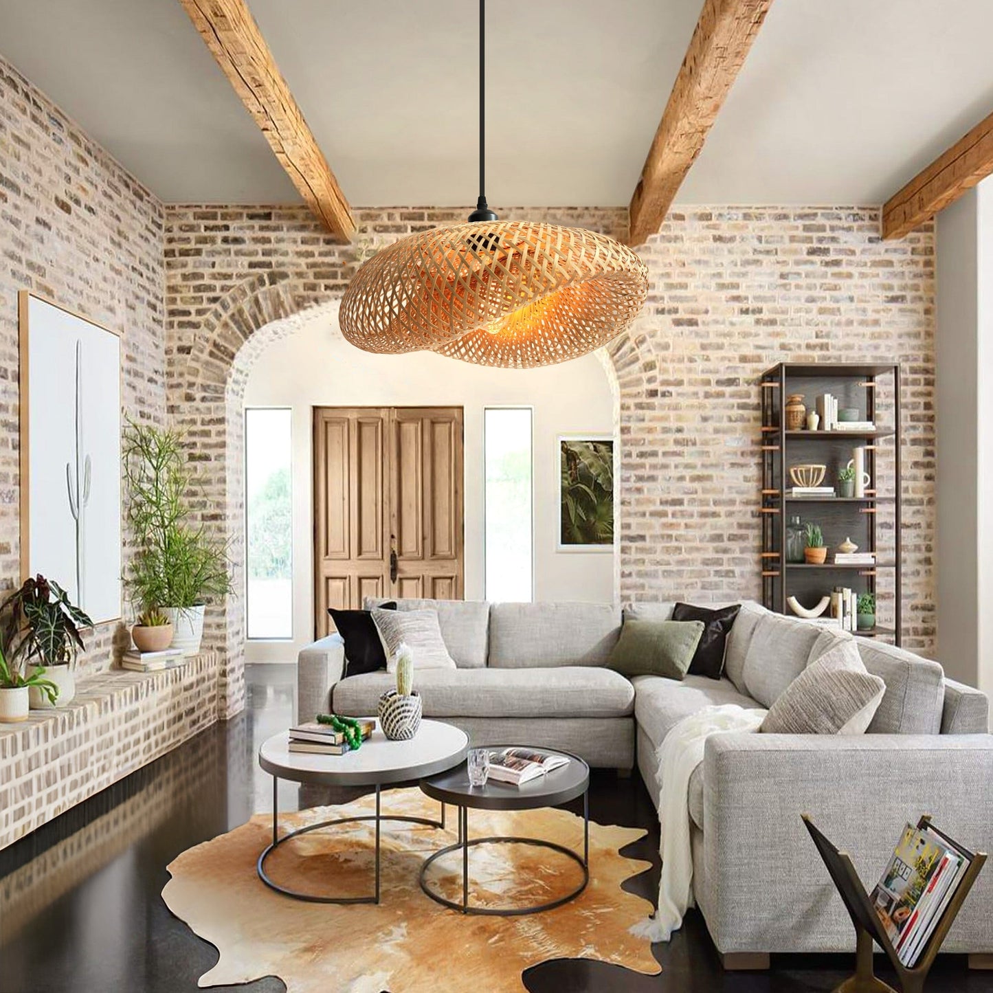 Lightsin Eco-Friendly Handmade Bamboo Pendant Light for Dining Room & Living Room Lightsin UK D80cm In Stock 