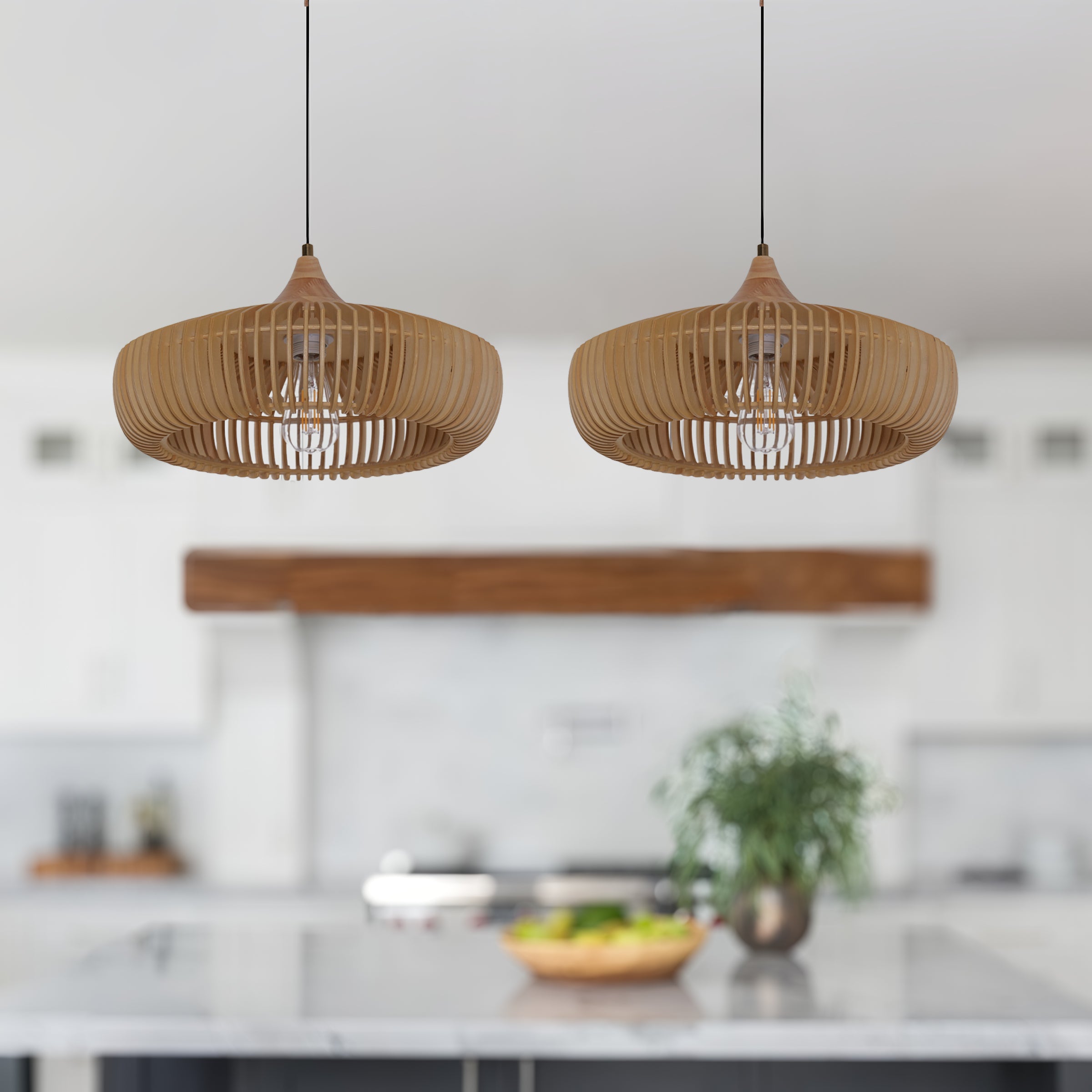 Shadome-Handcrafted Wooden Kitchen Pendant Light Fixtures