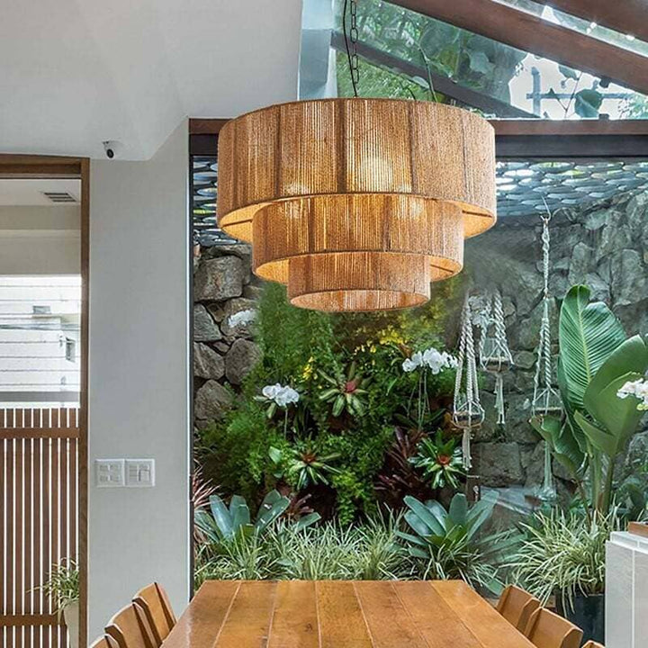 Lightsin Handcrafted Large 3-Tier Hemp Rope Pendant Light Lightsin UK 