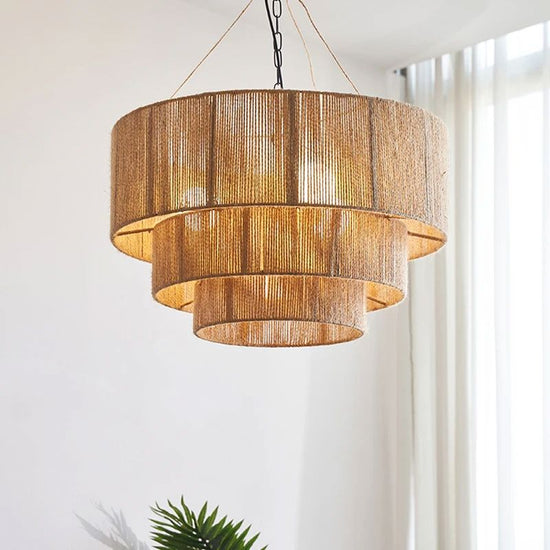 Lightsin Handcrafted Large 3-Tier Hemp Rope Pendant Light Lightsin UK 