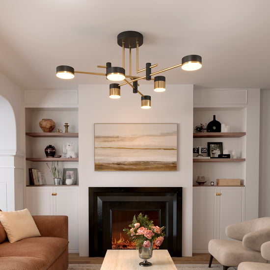 Modern Black & Gold LED Ceiling Light | Flush Mount Fixture with 3 Colour Temperatures