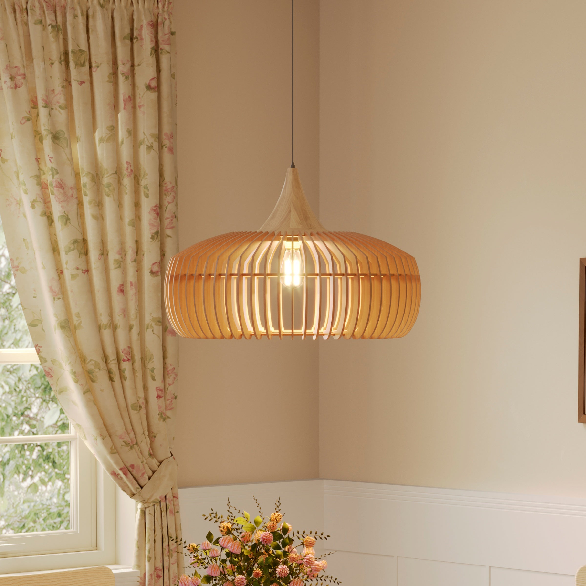 Shadome-Handcrafted Wood Pendant Light for Kitchen Island and Modern Interiors