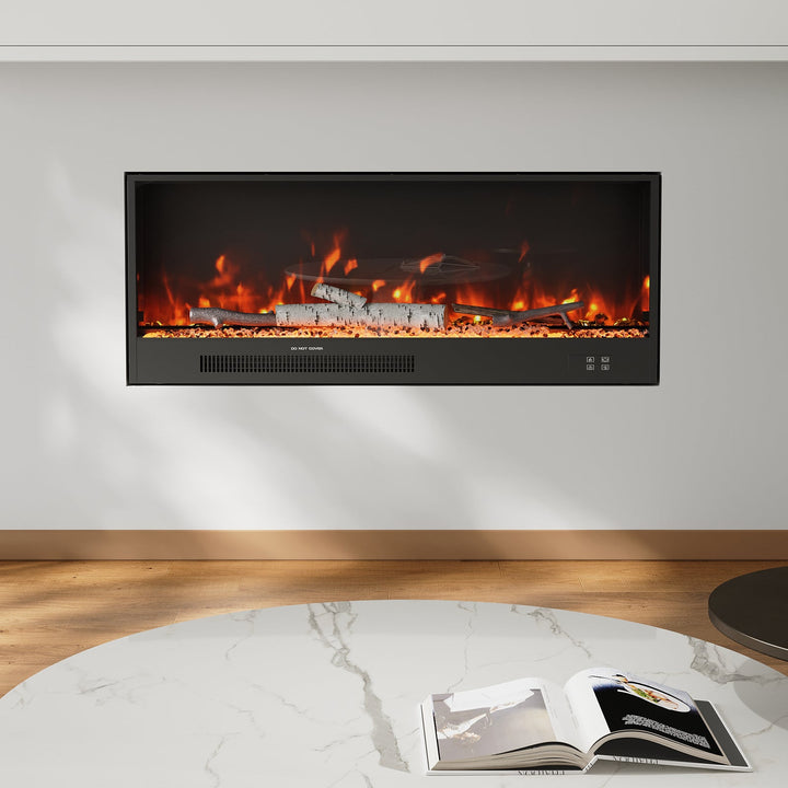 Smallbee 33/46/58inch WiFi Electric Fireplace with LED Display, Realistic Flame Effect & App Control