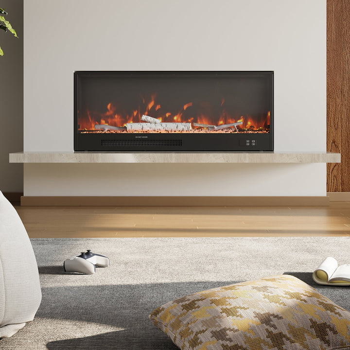 Smallbee 33/46/58inch WiFi Electric Fireplace with LED Display, Realistic Flame Effect & App Control