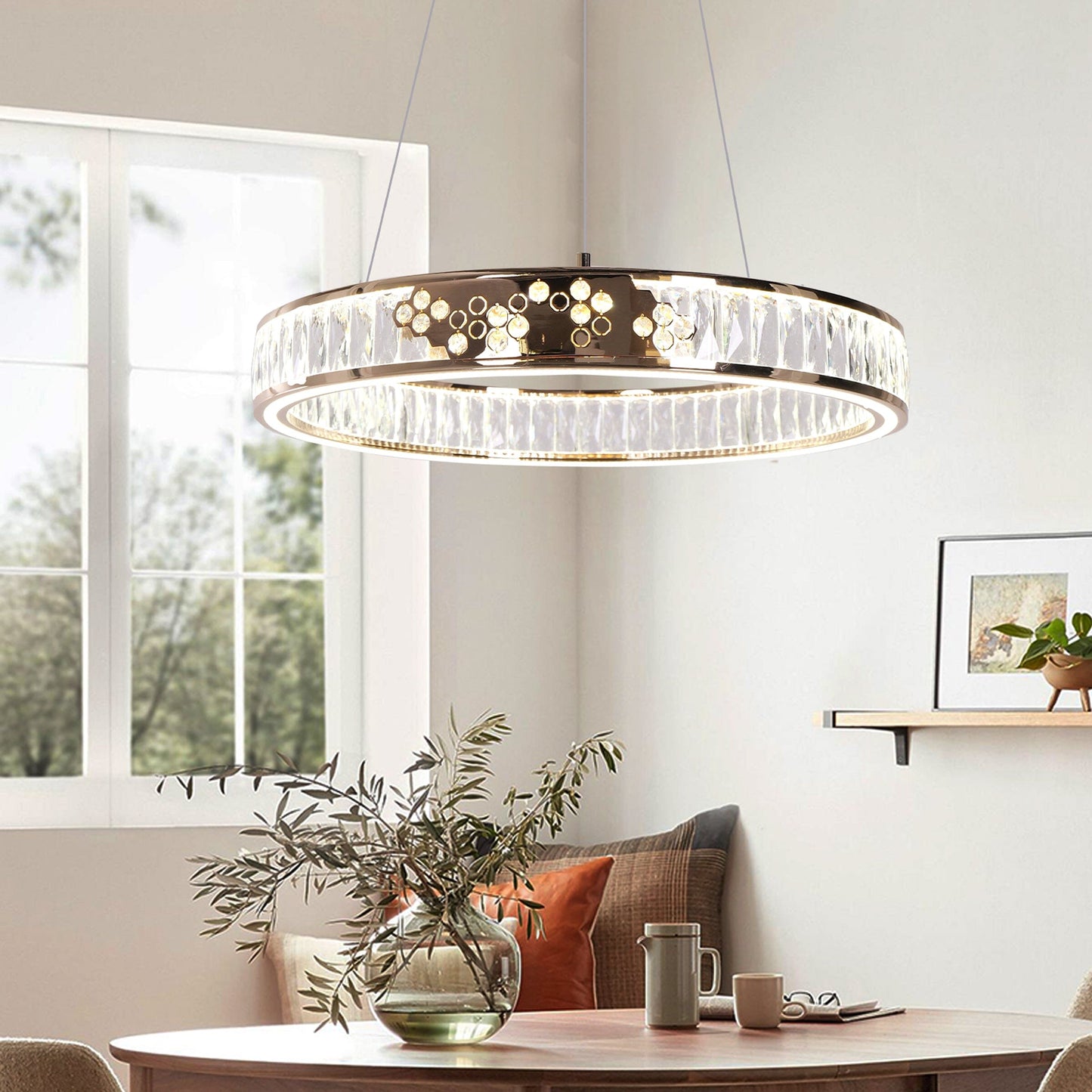 Lightsin Luxurious Gold Crystal LED Halo Pendant Light Lightsin UK 