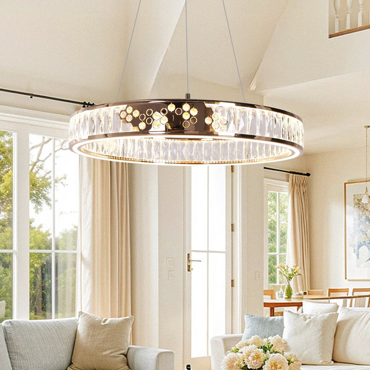 Lightsin Luxurious Gold Crystal LED Halo Pendant Light Lightsin UK In Stock 