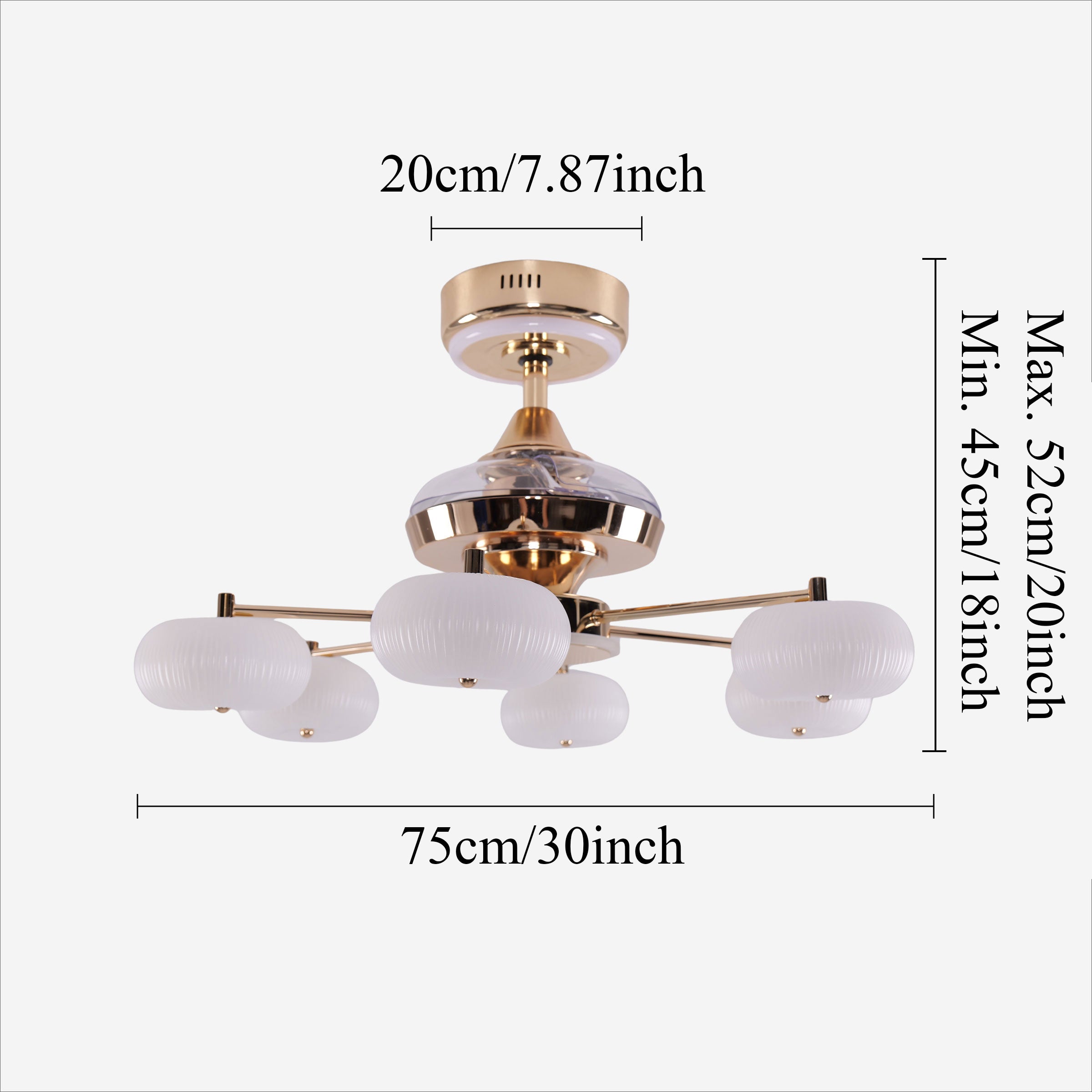 Ceiling Fan Light with 6-Speed Control in Copper and Acrylic