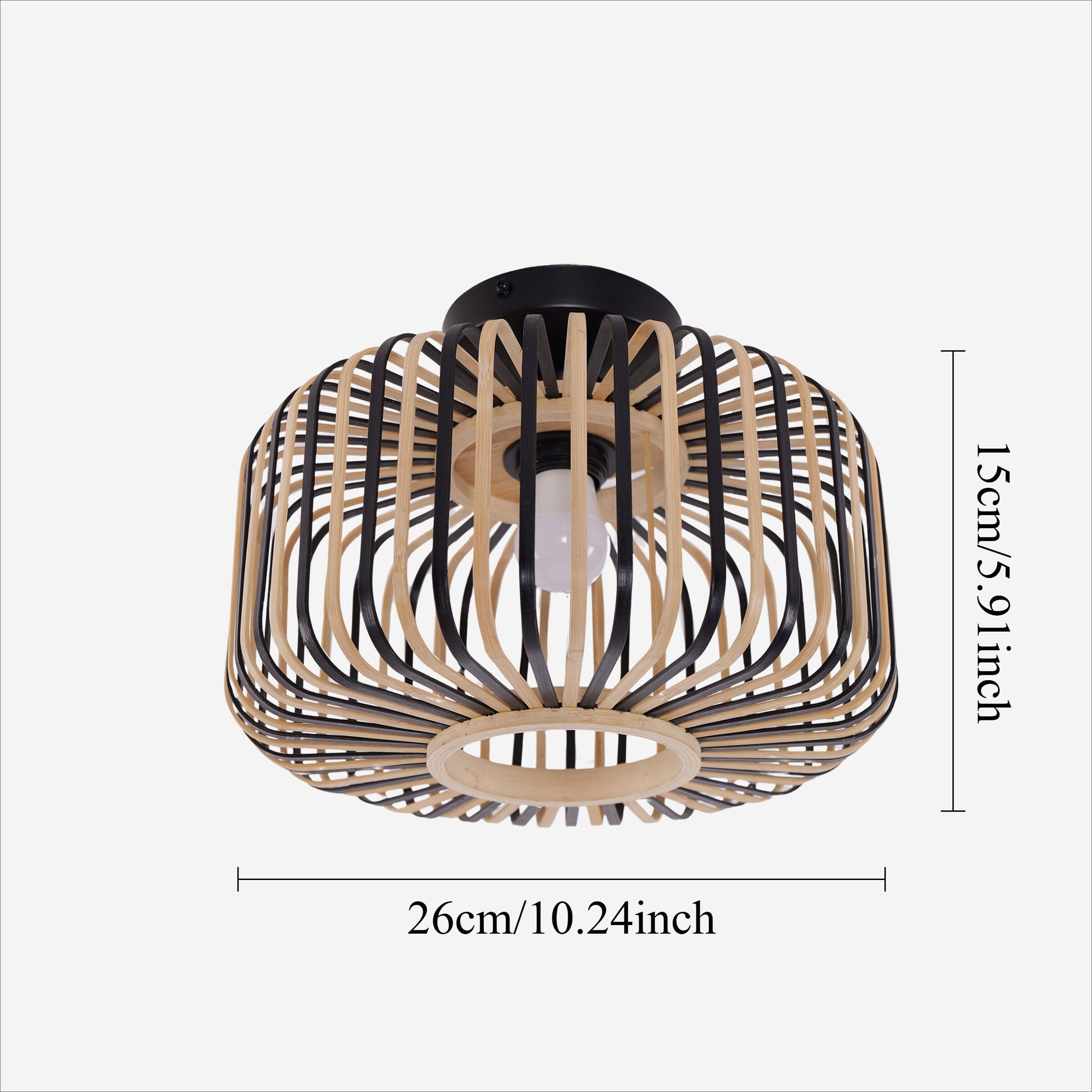Modern Black Handwoven Bamboo Ceiling Light Lightsin UK 