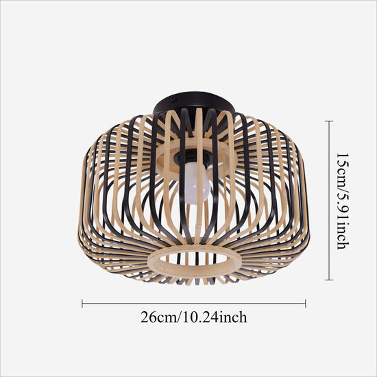 Modern Black Handwoven Bamboo Ceiling Light Lightsin UK 