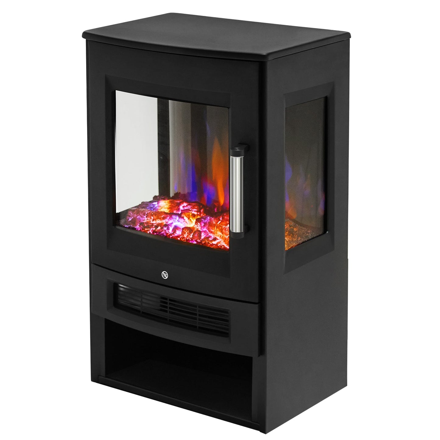 Smallbee 3-Sided Freestanding Electric Fireplace with Remote Control – Black, 900/1800W, Adjustable LED Flame & Temperature
