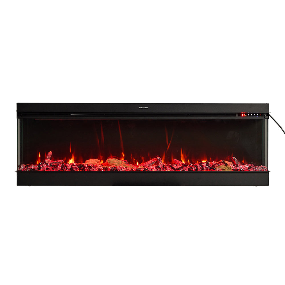 Smallbee 50/60/70/80inch 3-sided Electric Fireplace with Adjustable Color, Temperature and Timing, Controlled by APP