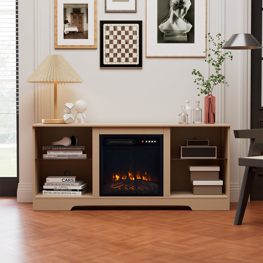 Smallbee Fireplace Cabinet with 18inch Electric Fire | Touchscreen-enabled, remote-controlled, timer-operated