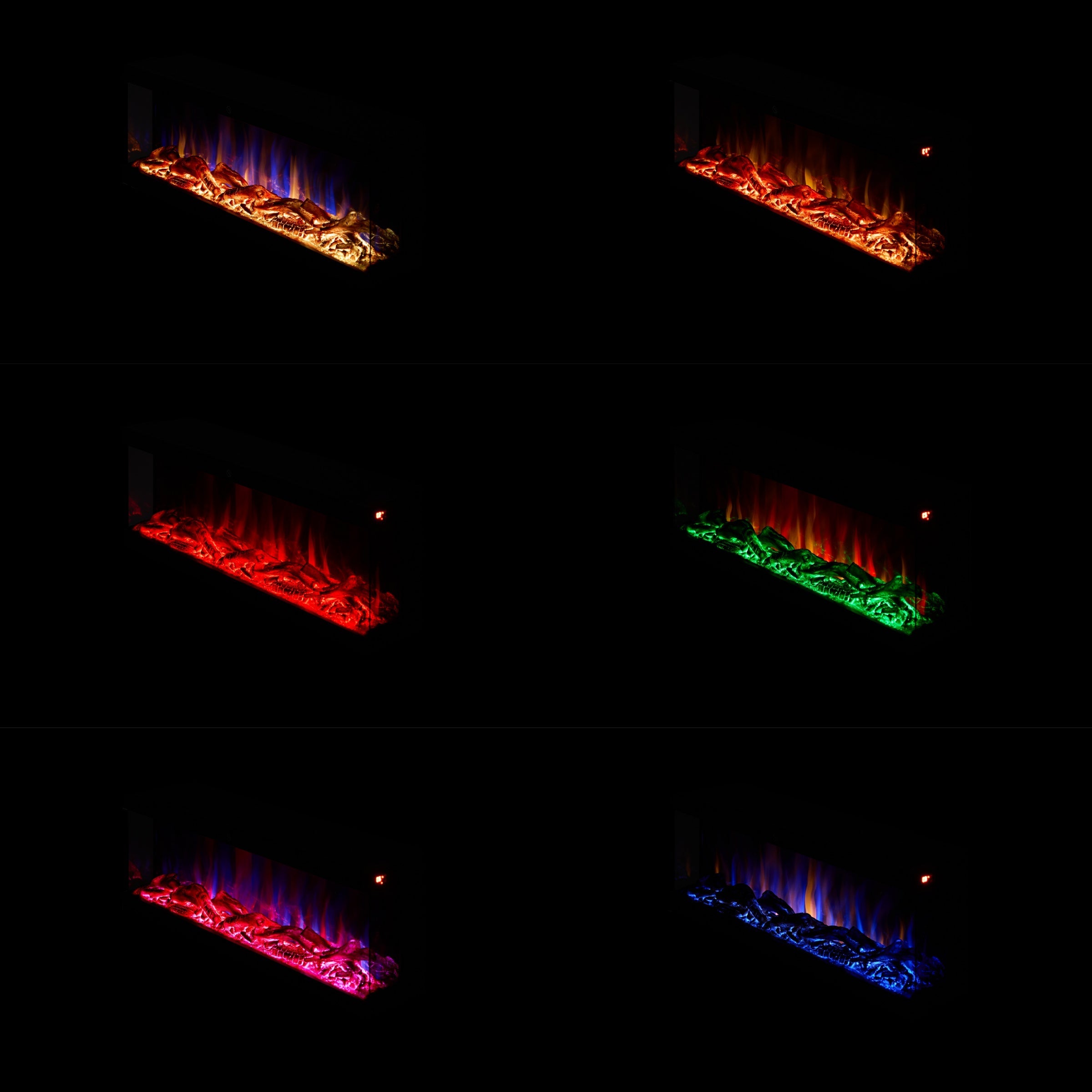 Smallbee 42/48/56/72inch 3-Sided Black/White Electric Fireplace with Remote Control, WiFi Function, Adjustable LED Flames and Heating Modes