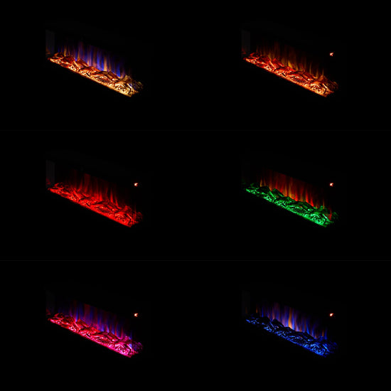 Smallbee 42/48/56/72inch 3-Sided Black/White Electric Fireplace with Remote Control, WiFi Function, Adjustable LED Flames and Heating Modes