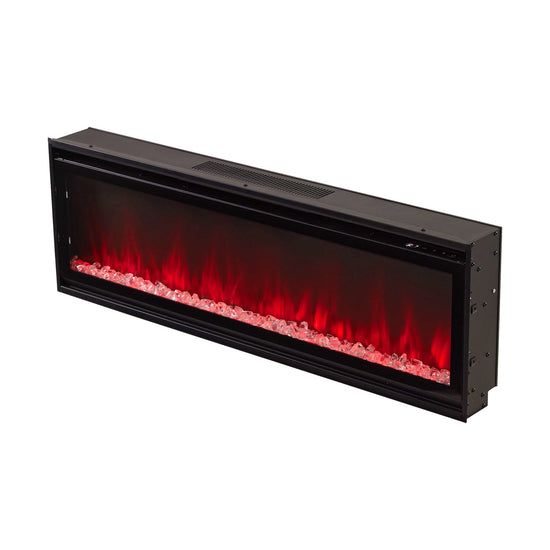 Smallbee 40/50/60inch Black Wall Mounted & Recessed Electric Fireplace with Adjustable Flame & Brightness