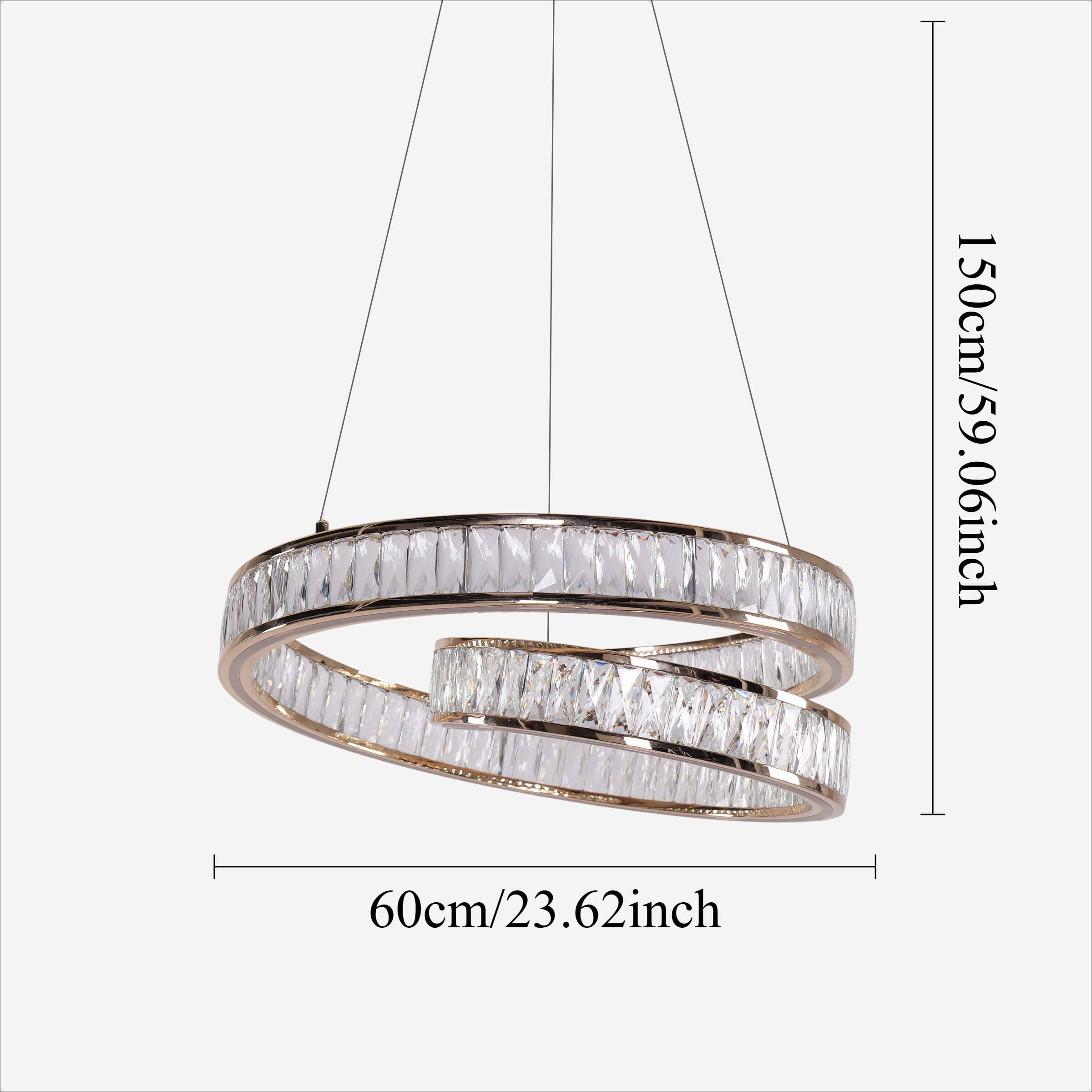 Lightsin Elegant Gold Crystal Swirl Pendant Light Luxury Crystal Chandelier for Living Room Lightsin UK 