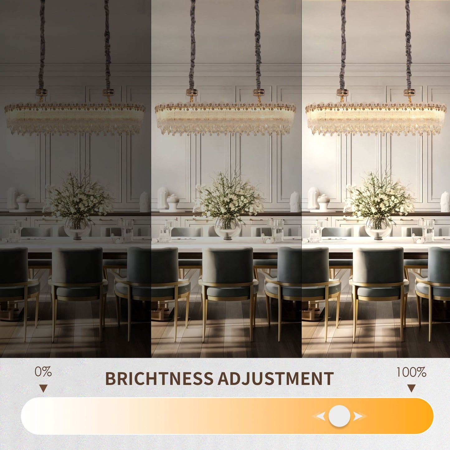 Lightsin Contemporary Crystal Pendant Light Oval and Round Dimmable Ceiling Fixture for Living Room and Hall Lightsin UK 