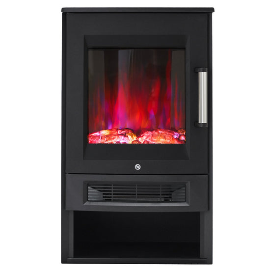 Smallbee 3-Sided Freestanding Electric Fireplace with Remote Control – Black, 900/1800W, Adjustable LED Flame & Temperature