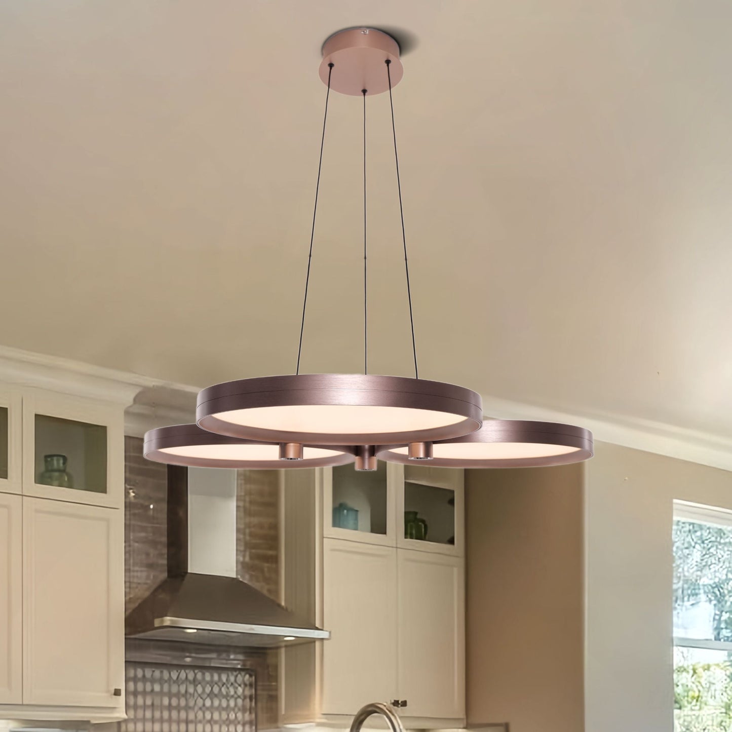 Lightsin Champagne Gold Triple-Ring Stepless Dimming Pendant Light Lightsin UK 