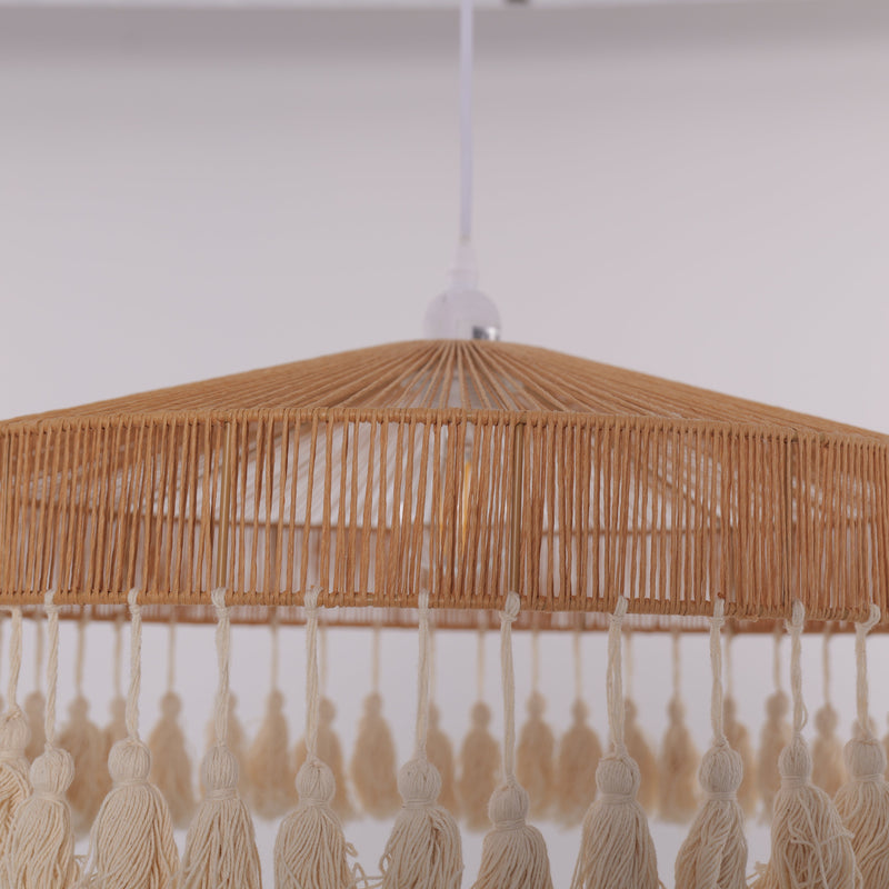 Tassel Breeze Woven Pendant Light | Handcrafted Paper Rope Boho Ceiling Lamp