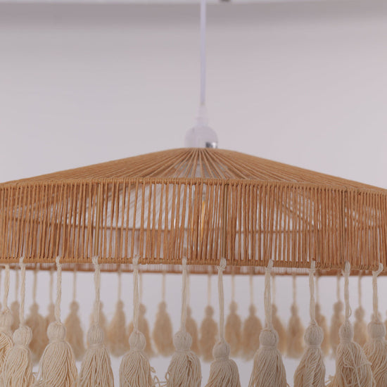 Tassel Breeze Woven Pendant Light | Handcrafted Paper Rope Boho Ceiling Lamp