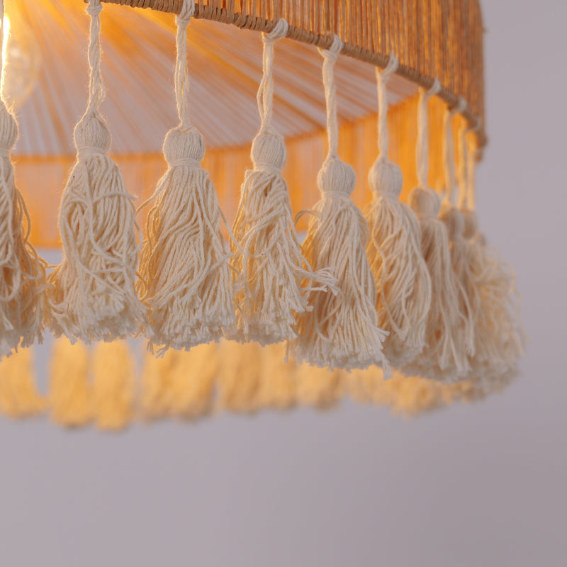 Tassel Breeze Woven Pendant Light | Handcrafted Paper Rope Boho Ceiling Lamp