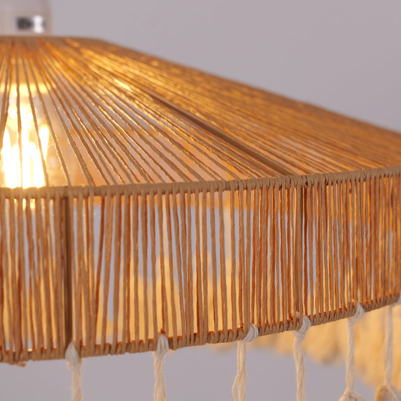 Tassel Breeze Woven Pendant Light | Handcrafted Paper Rope Boho Ceiling Lamp