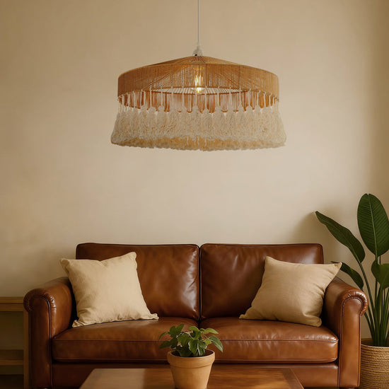 Tassel Breeze Woven Pendant Light | Handcrafted Paper Rope Boho Ceiling Lamp