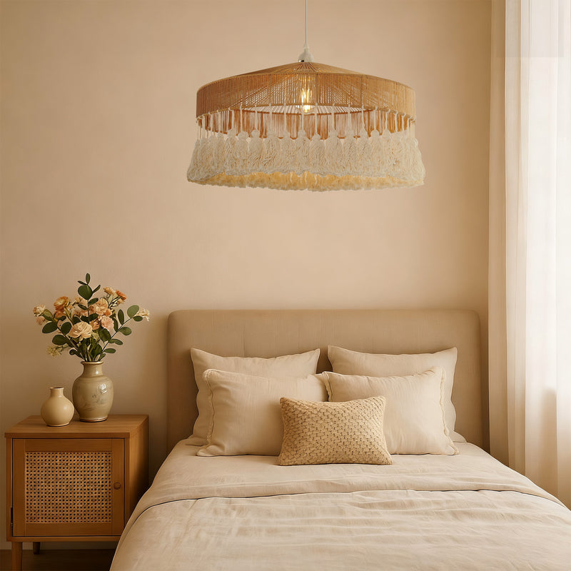 Tassel Breeze Woven Pendant Light | Handcrafted Paper Rope Boho Ceiling Lamp