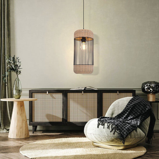 Lightsin Cylinder-Inspired Rattan Pendant Light for Warm Natural Elegance Lightsin UK 