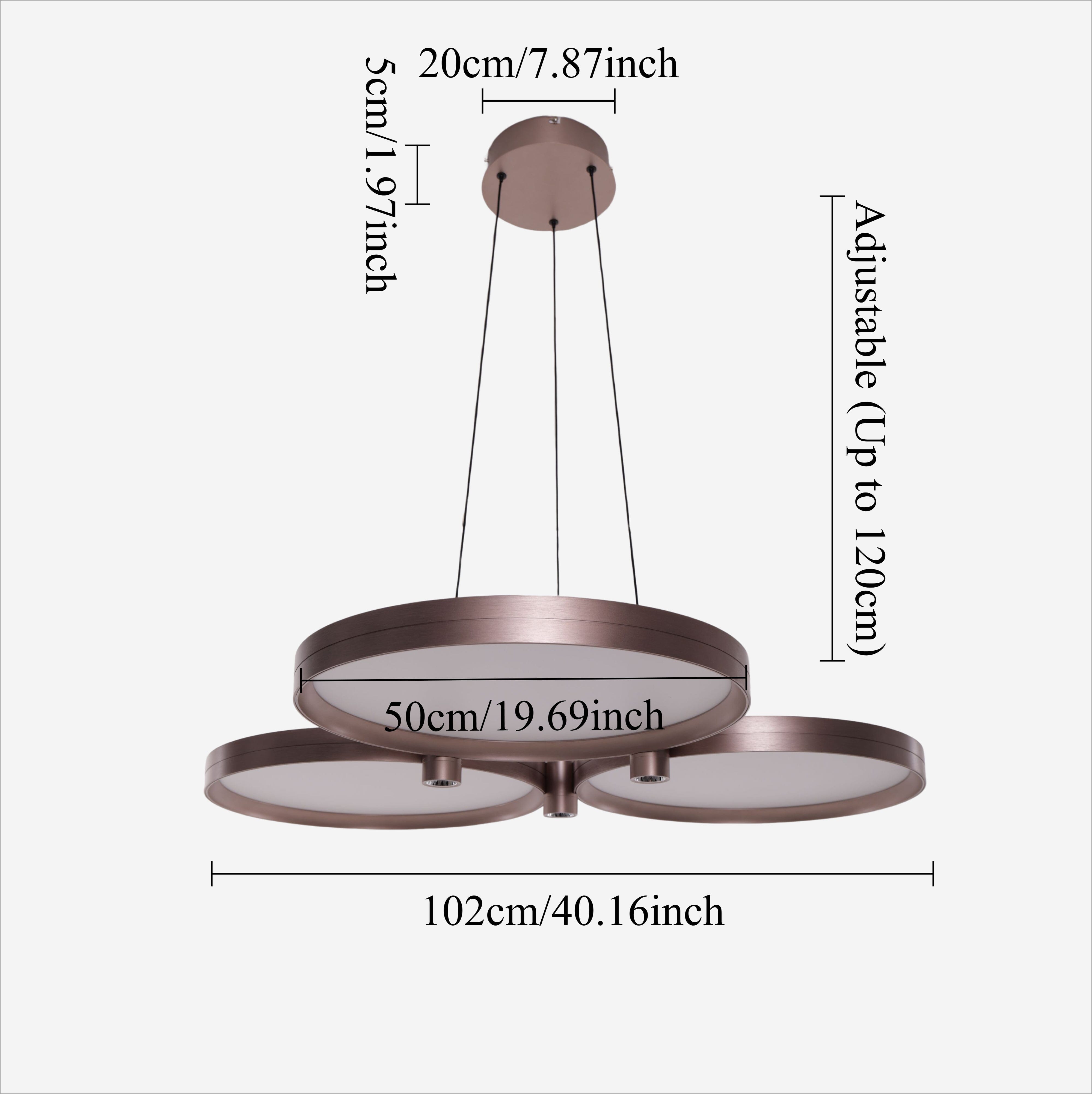 Lightsin Champagne Gold Triple-Ring Stepless Dimming Pendant Light Lightsin UK 